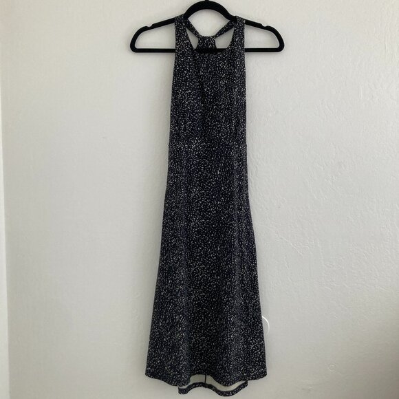 PRANA Exercise Dress Midi Halter Back Black Spotted Workout Hiking Walking Small - Picture 1 of 9